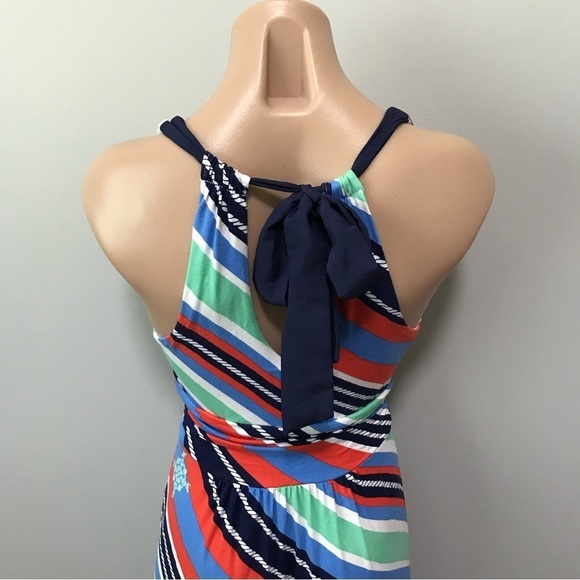 Lilly Pulitzer Amanda Maxi Dress Nautical Overboard Stripe Blue Green Orange - Picture 6 of 7
